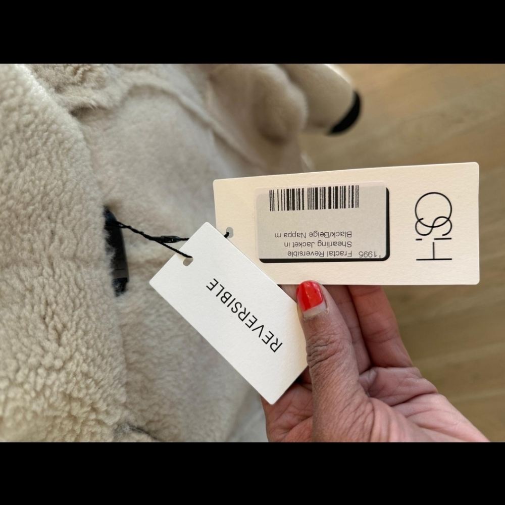 HiSO FRACTAL REVERSIBLE SHEARLING JACKET IN BLACK/BEIGE NAPPA - Picture 13 of 13